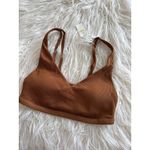 Aerie OFFLINE By Ribbed Plunge Sports Bra Brown Size Medium Photo 2