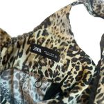 ZARA Satin Effect Lace Trim Leopard Print Top Photo 3