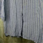 Foxcroft Size 18 Linen Purple & White Stripe Hidden Button Front Shirt Top Photo 2