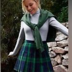 Aerie  Pleated Plaid Mini Skirt Green/Blue Small Photo 1