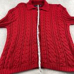 Liz Claiborne Crazy Horse  Cable Knit Cardigan‎ Sweater Womens L Red Button Front Photo 7