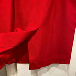 Red 100% Wool Knee Length Pencil Skirt Lined Pockets Zip Back Slit Size 14 Photo 3