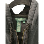 Vintage Ralph Lauren Jeans Company Size Large Crest Patch Full Zip Velvet Hoodie Black Photo 3