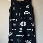 Cotton Fields Mac Black Fish Stencil Print Maxi Sleeveless Dress lagenlook Art Size L Photo 7