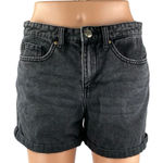 Only Women's Black High Rise Cuffed Boyfriend Skater Denim Jean Shorts Size S Photo 0