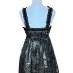 Betsey Johnson Evening Dress Black Gold Silk Metallic Velvet Trim Belt Size 8 Photo 5