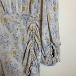 O.P.T One Pretty Time Floral Chiffon Ruched‎ Puff Sleeve Dress Blue Size L Photo 2