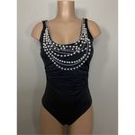 Boston Proper New. Amita Naithani black pearls and rhinestone swimsuit. Small. Retails $169 Photo 2