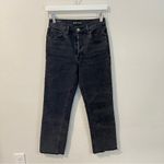 Aritzia Denim Forum The Arlo High Rise Straight Jean Cutoff Hem Washed Black Photo 1