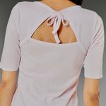 Three Dots NWT  Montauk Stripe 3/4 sleeve tee with wide neck & keyhole back‎ sz S Photo 1
