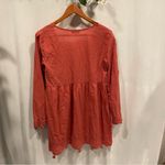 Cute peach 🍑 boho babydoll metallic thread tassel trim tunic top flare sleeve Orange Size M Photo 3