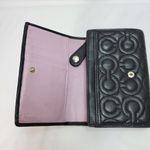 Coach Monogram Embossed Black Wallet Pink Interior Logo Tri Fold Photo 2