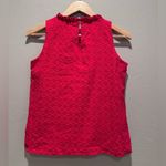 Loft  Dark Pink Eyelet Sleeveless Ruffle Tank Top Blouse Sz XS 100% Cotton Photo 1