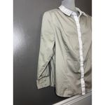 Lane Bryant  Shirt Womens 24 Beige White Contrast Trim Button Front Tunic Top Photo 2