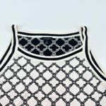 Talbots Lattice Jacquard Tipped Halter Sweater Top Small Black White Geometric Photo 2