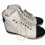 Stuart Weitzman  zipit leather hightop sneaker 9M White‎ Black Photo 0