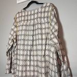 Sigrid Olsen Tunic Blouse Mini Dress Linen Size 1X Gray Tan Yellow Pattern Photo 7