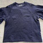 Madewell Womens Short Puff Sleeve Crew Neck Boxy Sweatshirt Tee Navy Blue XS Photo 7