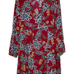 Old Navy  Dress Size Medium Red‎ Floral Womens Boho V-Neck Tassel LS 100% Rayon Photo 0