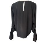 L'Agence  Gianne Black Open Bell Sleeve Silk Blouse, Sz S Photo 4