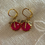 Dragonfly Faux Crystal Earrings in Magenta Pink Photo 0
