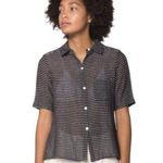 esby Julie Striped Cotton Button Down in Black & White Size XS X Photo 0