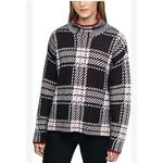 DKNY NWOT  Women’s Plaid Pullover Sweater Black, White & Red Size Medium Photo 1