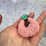 ZARA Like  Oversized Pink and Green Beaded Earrings Photo 4