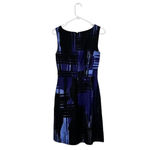 Banana Republic Women's Size 0 Linen Black/Blue Sleeveless Brushstroke Dress Photo 4