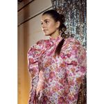 💕ROTATE💕 Number 1 Floral Puff Sleeve Mini Dress ~ Raspberry Rose Combo White Size XS Photo 4