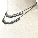 Claires double stranded silver tone black beaded necklace Photo 3