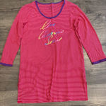 Victoria's Secret Pink Stripe Sleepshirt Tunic Dress Purple Trim S Photo 0