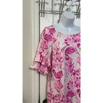 Lilly Pulitzer Lula Dress Coral Reef Tint Flamingle Engineered Waffle sleeves S Photo 2