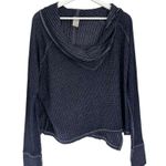 We The Free Free People Wildcat Thermal Cowl Neck Long Sleeve Top Blue Medium Photo 1