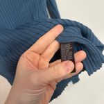 J. McLaughlin  Arlette Sweater XS Knit Rib Stretch Button Turtleneck Blue Solid Photo 4