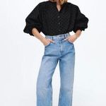 ZARA Swiss Dot Plumtis Blouse With Voluminous Sleeves Photo 0