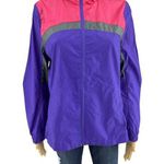 Reebok (L) Purple Pink Gray Color Block Hood Windbreaker Jacket Zip Up Photo 0