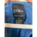 Erika Vintage Denim Maxi Dress Floral Embroidery Cottagecore V Neck Prairie Boho Photo 3