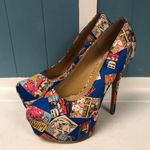 Shoe Republic LA Shoe Republic woke blue Comic Book stiletto platform heels size 10 Photo 0