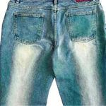 No Excuses  Blue Distressed Whitewash Flared & Frayed Wide Leg Junior’s Size 15 Photo 3