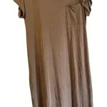 Lush Clothing Casual T-Shirt Maxi Dress with Pocket Taupe Brown B3 Photo 0