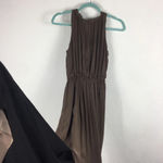 ZARA Empire Waist Brown Satin Open Back Slit Maxi Dress Size XS Photo 11