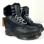 Dr. Martens 1460 Serena Collar Faux Fur Lined Lace Up Boots Black 37 EU 6 US NEW Photo 1