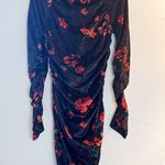 WAYF Dress Clique Ruched Long Sleeve Velvet Minidress in Red Roses Sz M NWT Photo 11