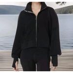 Free People  FP Movement Women's Large Black Stripe High Jump Full Zip Jacket Photo 1