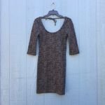 Le chateau Black & White Fitted Bodycon 3/4 Sleeve Scoop Neck Dress Size Small Photo 5