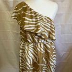 Madison Tan and White Zebra Print One Shoulder Top Brown Size L Photo 0