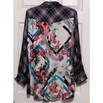Tolani  Collection Women's Long Sleeve Black Gray Plaid Front Floral Back Size MP Photo 1