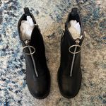 public desire Gospel Black PU Zip Up Chunky Heeled Ankle Boots Photo 5