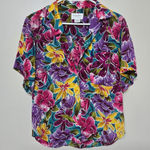 Christian Dior Vintage 70's Floral Rayon Button Up sz 8 Vacation Beach Resort Photo 0